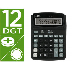 CALCULADORA LIDERPAPEL SOBREMESA XF39 12 DIGITOS SOLAR Y PILAS COLOR NEGRO 190X140X32 MM 40% RECICLA