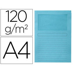 SUBCARPETA CARTULINA Q-CONNECT DIN A4 AZUL CON VENTANA TRANSPARENTE 120 GR