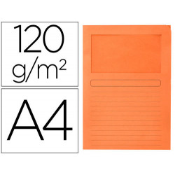 SUBCARPETA CARTULINA Q-CONNECT DIN A4 NARANJA CON VENTANA TRANSPARENTE 120 GR