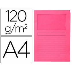 SUBCARPETA CARTULINA Q-CONNECT DIN A4 ROSA CON VENTANA TRANSPARENTE 120 GR