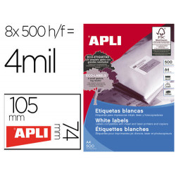 ETIQUETA ADHESIVA APLI 1796 105X74 MM PARA FOTOCOPIADORA LASER INK-JET CAJA DE 500 HOJAS