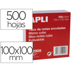 TACO PAPEL APLI ENCOLADO 100X100 MM BLANCO 500 HOJAS