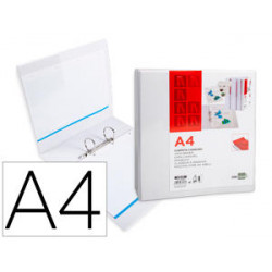 CARPETA CANGURO 2 ANILLAS MIXTAS 55MM LIDERPAPEL A4 PLASTICO BLANCA