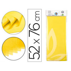 PAPEL SEDA LIDERPAPEL 52X76CM 18G/M2 BOLSA DE 5 HOJAS AMARILLO