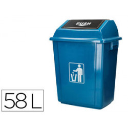 PAPELERA CONTENEDOR Q-CONNECT PLASTICO CON TAPA DE BALANCIN 58 LITROS 470X330X760 MM AZUL