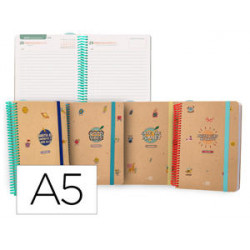 AGENDA ESCOLAR LIDERPAPEL CURSO 23-24 CLASSIC DIN A5 TETRALINGUE DIA PAGINA ESPIRAL CIERRE CON GOMA