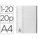 SEPARADOR NUMERICO Q-CONNECT PLASTICO 1-20 JUEGO DE 20 SEPARADORES DIN A4 MULTITALADRO