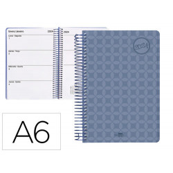 AGENDA ESPIRAL LIDERPAPEL CLASSIC A6 2024 SEMANA VISTA PORTADA POLIPROPILENO PAPEL 70 GR COLOR AZUL