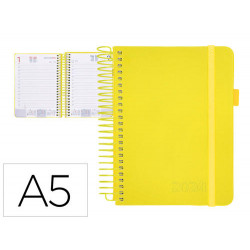 AGENDA ENCUADERNADA LIDERPAPEL NEON A5 2024 DIA PAGINA PAPEL 70 GR COLOR AMARILLO