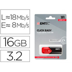 MEMORIA EMTEC USB 3.2 CLICK EASY 16 GB ROJO