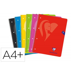 CUADERNO ESPIRAL CLAIREFONTAINE TAPA BLANDA DIN A4+ MICRO 80H 4 TAL 90 GR CUADRO 5 MM COLORES SURTID