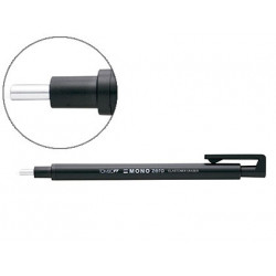 PORTAGOMAS TOMBOW MONO ZERO CON CLIP GOMA REDONDA 2,3 MM DIAMETRO COLOR NEGRO