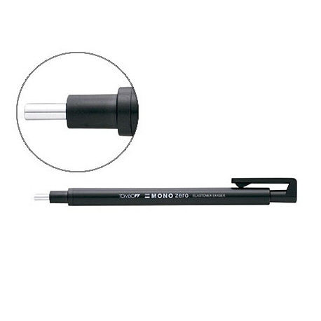 PORTAGOMAS TOMBOW MONO ZERO CON CLIP GOMA REDONDA 2,3 MM DIAMETRO COLOR NEGRO