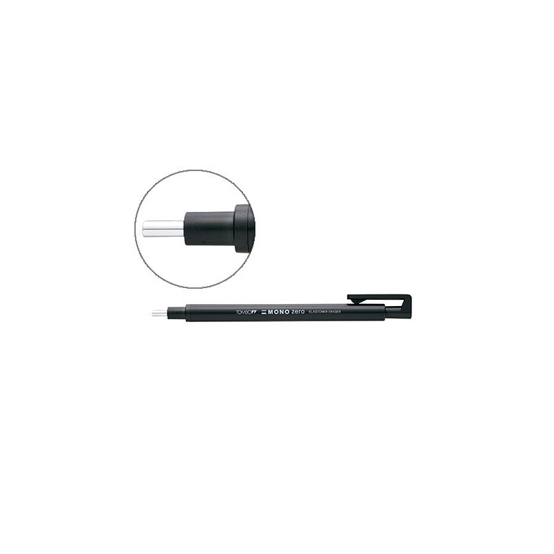 PORTAGOMAS TOMBOW MONO ZERO CON CLIP GOMA REDONDA 2,3 MM DIAMETRO COLOR NEGRO