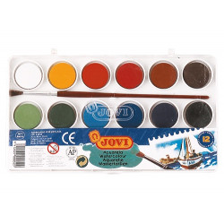 ACUARELA JOVI 12 COLORES CON PINCEL ESTUCHE DE PLASTICO