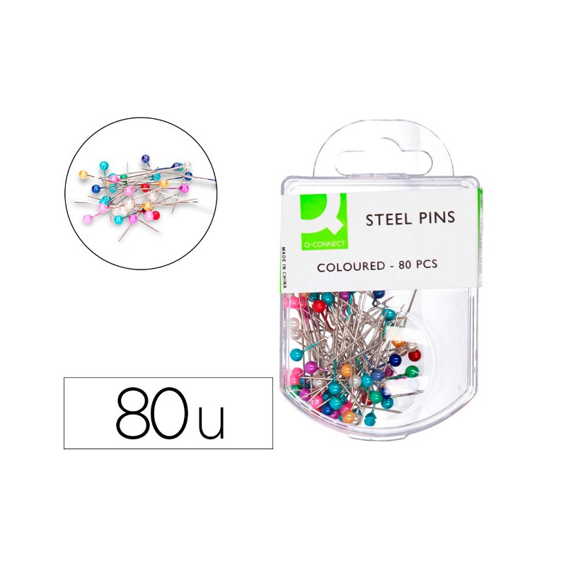 AGUJA SEÐALIZADORA Q-CONNECT CAJA DE 80 UNIDADES COLORES SURTIDOS