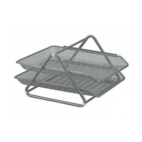BANDEJA SOBREMESA METALICA Q-CONNECT REJILLA GXA100 PLATA 2 BANDEJAS MOVIBLES 300X185X350 MM