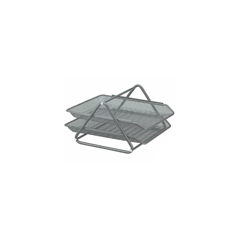 BANDEJA SOBREMESA METALICA Q-CONNECT REJILLA GXA100 PLATA 2 BANDEJAS MOVIBLES 300X185X350 MM