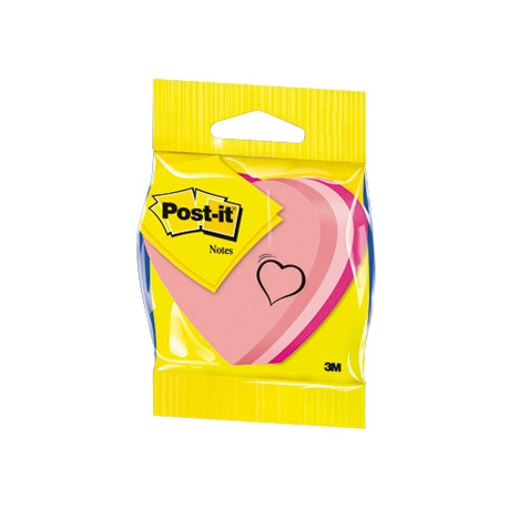 BLISTER PAPELERIA 3M 2007H CUBO DE NOTAS POST-IT TROQUELADO CORAZON 3 COLORES NEON