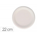 PLATO FIBRA CAÑA AZUCAR BUNZL BIODEGRADABLE 22 CM DIAMETRO COLOR BLANCO PAQUETE DE 50 UNIDADES