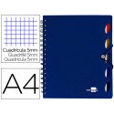 CUADERNO ESPIRAL LIDERPAPEL A4 MICRO EXECUTIVE TAPA PLASTICO 100H 80 GR CUADRO 5MM 5 SEPARADORES CON