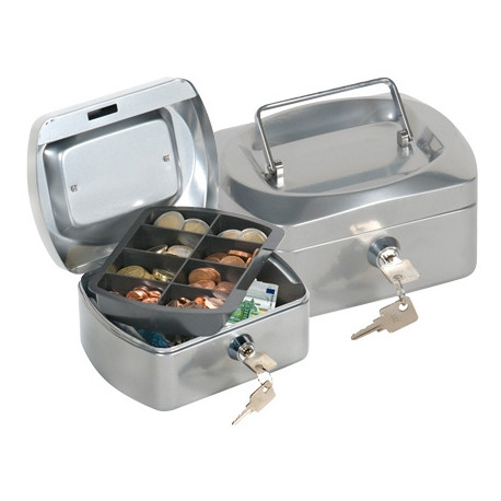 CAJA CAUDALES Q-CONNECT 6" 152X115X80 MM PLATA CON PORTAMONEDAS CAJA CAUDALES Q-CONNECT 6" 152X115X80 MM PLATA CON PORTAMONEDAS