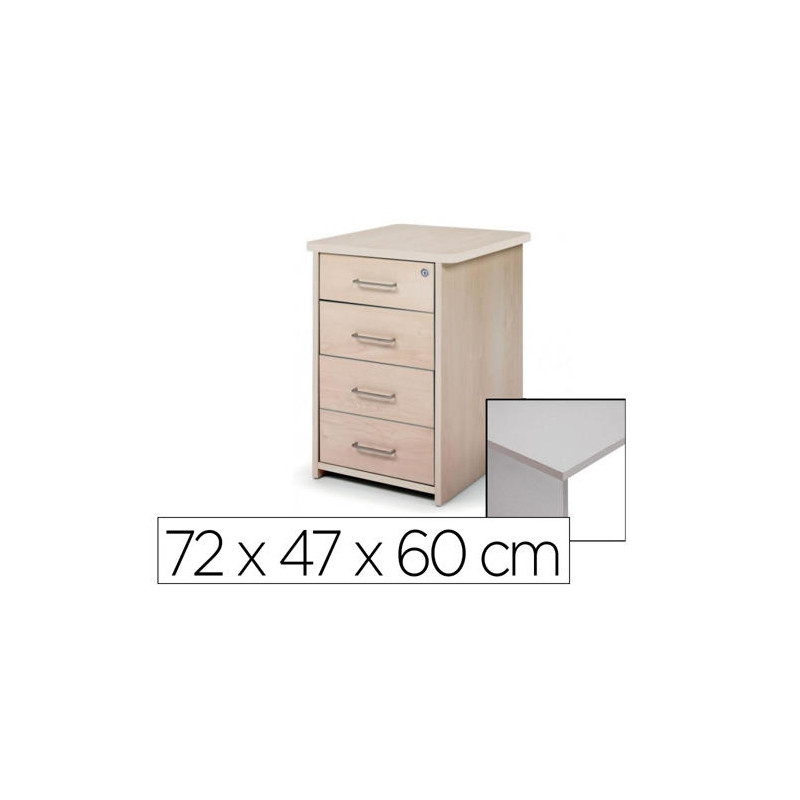CAJONERA ROCADA CON 4 CAJONES SERIE STORE 72X47X60 ACABADO AB02 ALUMINIO/GRIS