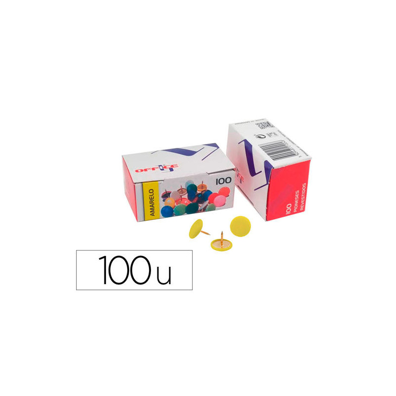 CHINCHETA LISMANIA OFFICE COLOR AMARILLO CAJA DE 100 UNIDADES