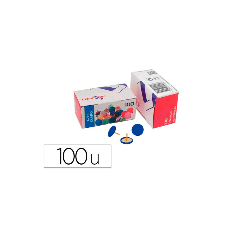 CHINCHETA LISMANIA OFFICE COLOR AZUL CLARO CAJA DE 100 UNIDADES