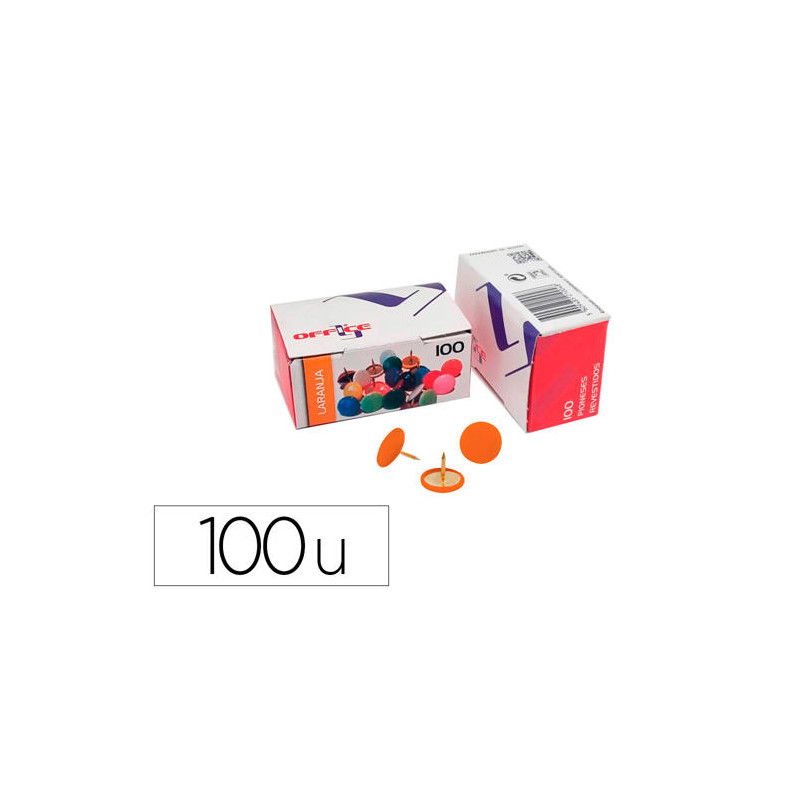CHINCHETA LISMANIA OFFICE COLOR NARANJA CAJA DE 100 UNIDADES