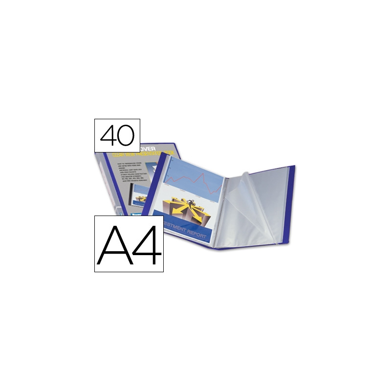 CARPETA LIDERPAPEL PERSONALIZA 37732 40 FUNDAS CANGURO POLIPROPILENO DIN A4 AZUL PORTADA Y LOMO PERS