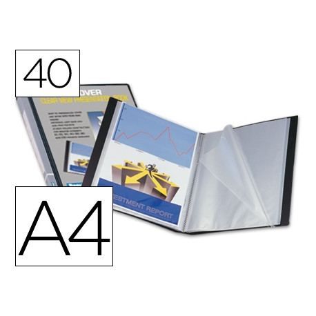 CARPETA LIDERPAPEL PERSONALIZA 37735 40 FUNDAS CANGURO POLIPROPILENO DIN A4 NEGRA PORTADA Y LOMO PER