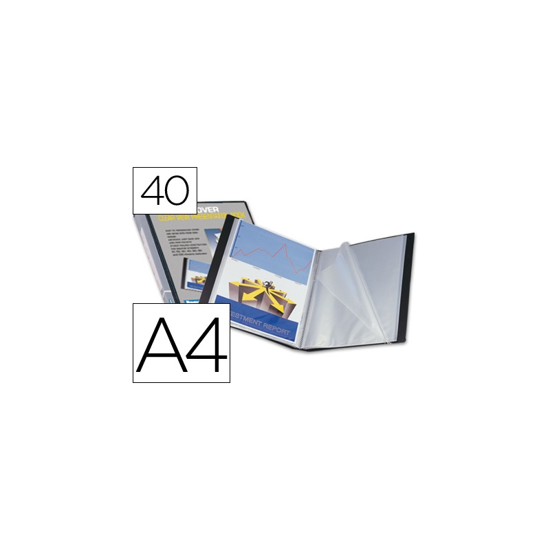 CARPETA LIDERPAPEL PERSONALIZA 37735 40 FUNDAS CANGURO POLIPROPILENO DIN A4 NEGRA PORTADA Y LOMO PER