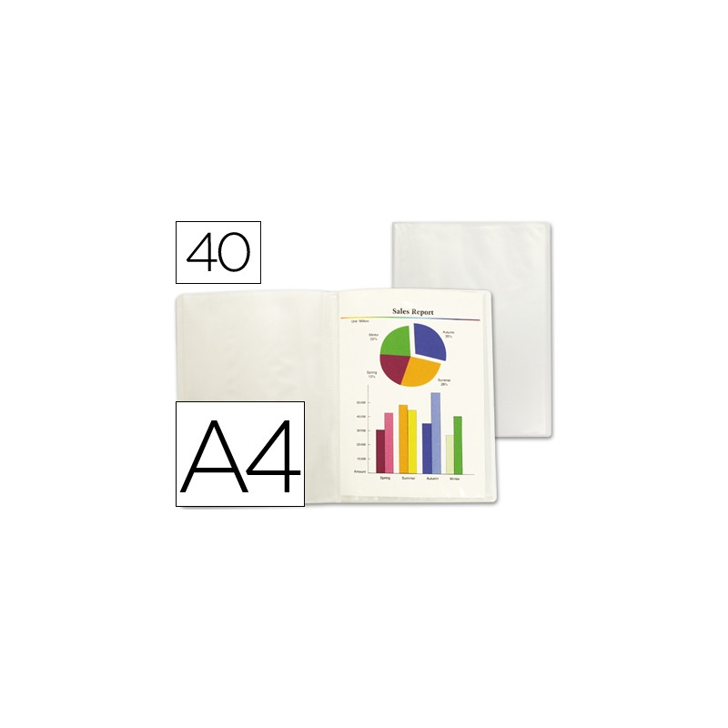 CARPETA LIDERPAPEL ESCAPARATE 47054 40 FUNDAS POLIPROPILENO DIN A4 TRANSPARENTE TRANSLUCIDO
