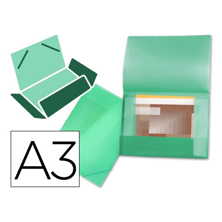 CARPETA LIDERPAPEL PORTADOCUMENTOS 44803 SOLAPAS POLIPROPILENO DIN A3 VERDE TRANSLUCIDO LOMO FLEXIBL CARPETA LIDERPAPEL PORTADOCUMENTOS 44803 SOLAPAS POLIPROPILENO DIN A3 VERDE TRANSLUCIDO LOMO FLEXIBL
