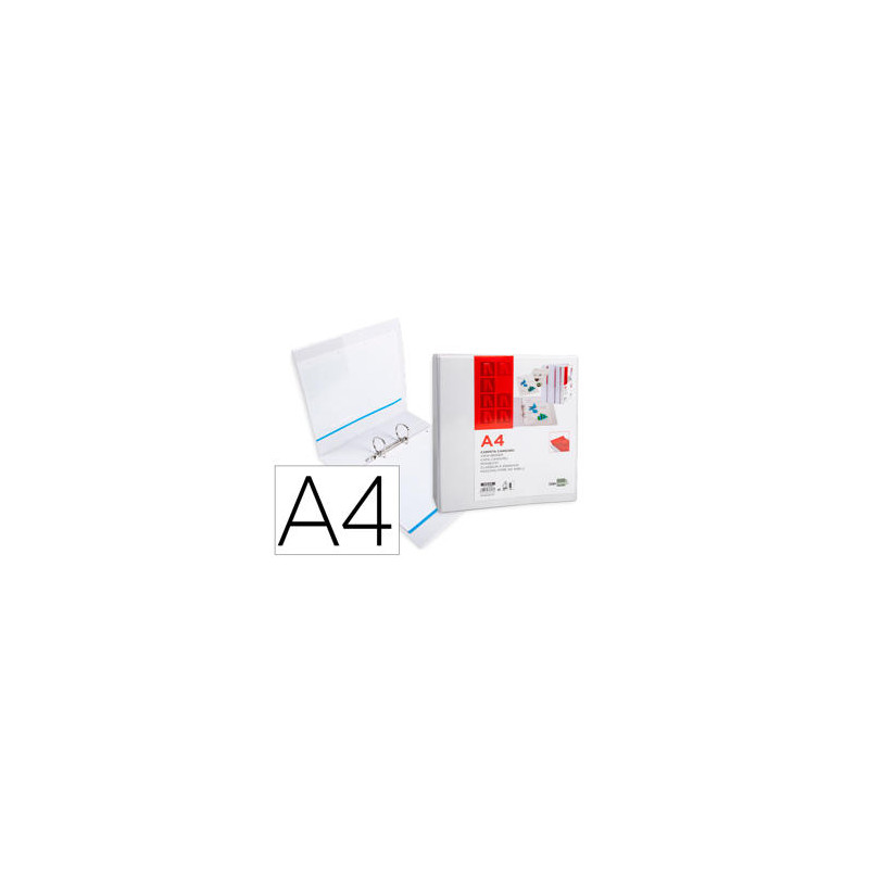 CARPETA CANGURO 2 ANILLAS MIXTAS 55MM LIDERPAPEL A4 PLASTICO COLOR BLANCO
