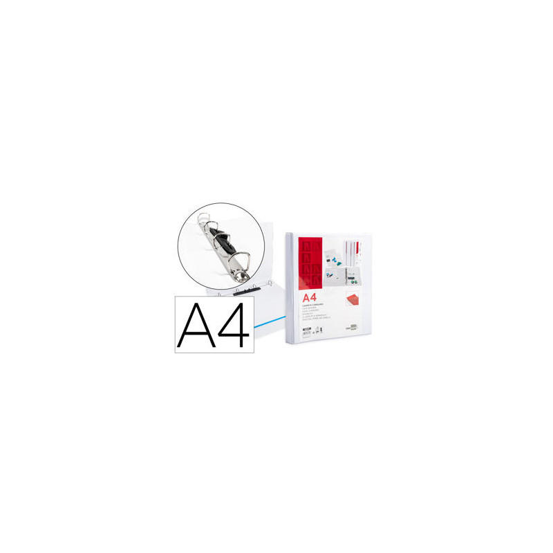 CARPETA CANGURO 4 ANILLAS MIXTAS 16MM LIDERPAPEL A4 PLASTICO COLOR BLANCO
