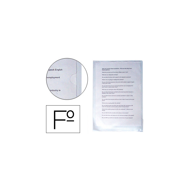 CARPETA DOSSIER UÑERO PLASTICO Q-CONNECT 180 MC FOLIO TRANSPARENTE
