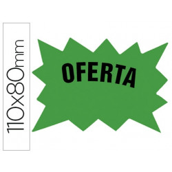 CARTEL CARTULINA ETIQUETAS MARCAPRECIOS VERDE FLUORESCENTE 110X80 MM BOLSA DE 50 ETIQUETAS