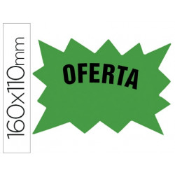 CARTEL CARTULINA ETIQUETAS MARCAPRECIOS VERDE FLUORESCENTE 160X110 MM BOLSA DE 50 ETIQUETAS