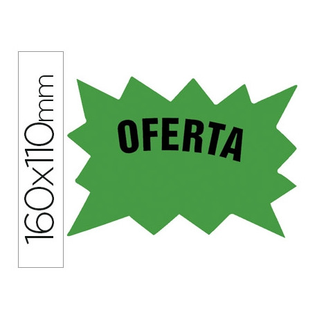 CARTEL CARTULINA ETIQUETAS MARCAPRECIOS VERDE FLUORESCENTE 160X110 MM BOLSA DE 50 ETIQUETAS