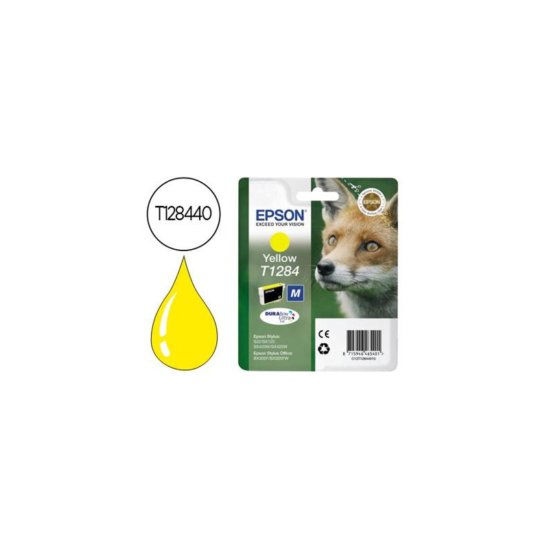 INK-JET EPSON T1284 AMARILLO SX125 / SX420W / 425W / OFFICE BX305F -CAPACIDAD