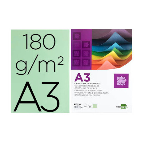 CARTULINA LIDERPAPEL A3 180G/M2 VERDE CARTULINA LIDERPAPEL A3 180G/M2 VERDE
