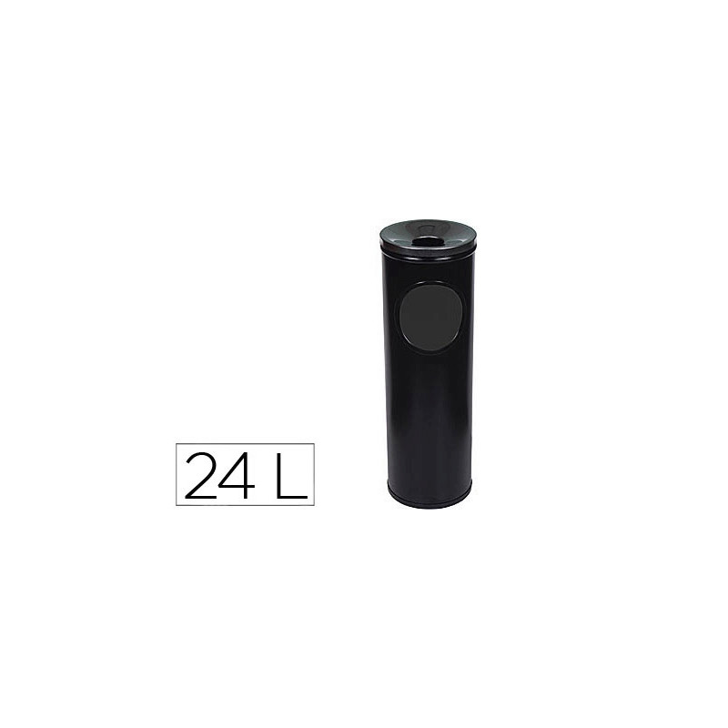 CENICERO PAPELERA REDONDO 401 NEGRO METALICO 66X21,5 CM