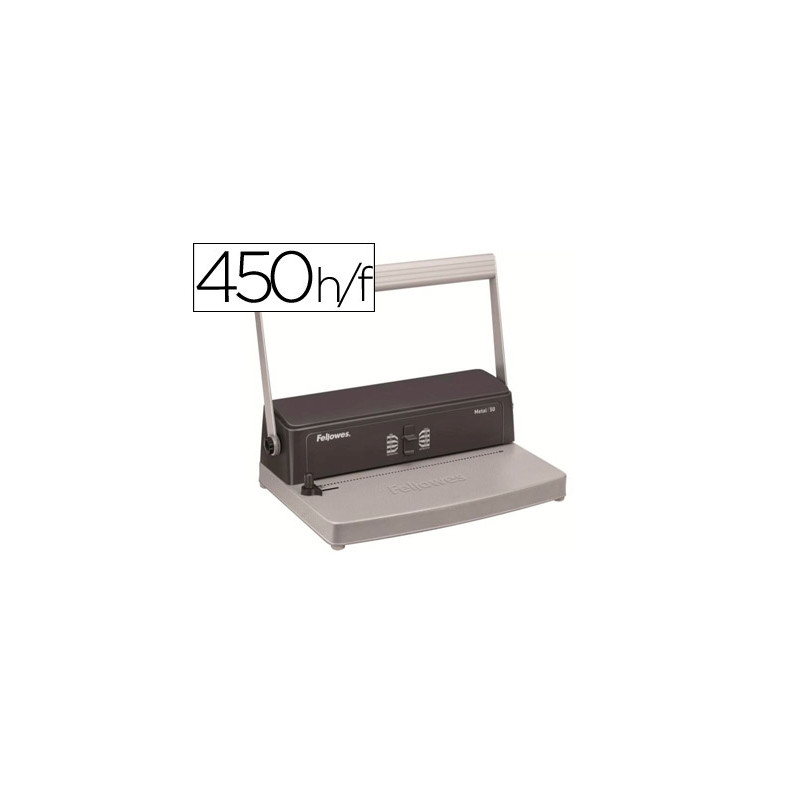 ENCUADERNADORA PARA ESPIRAL METALICA FELLOWES ESP 50 PERFORA 12 HOJAS TAMAÑO A4 ENCUADERNA HASTA 450
