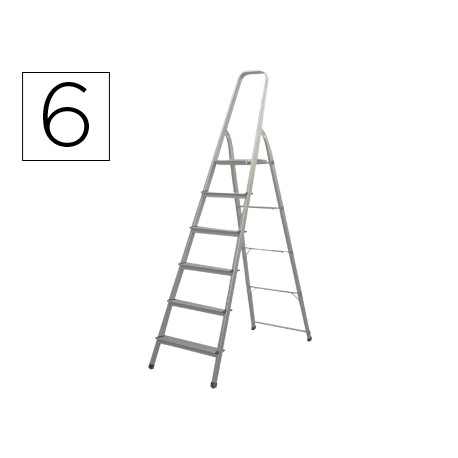 ESCALERA Q-CONNECT DE ALUMINIO 6PELDAÑOS 1203X510X1895 MM PESO MAXIMO 150 KG EN-131