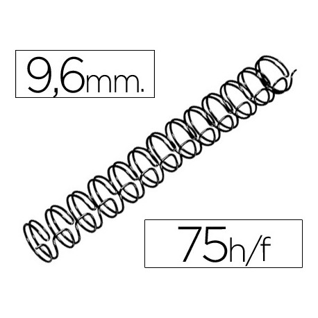 ESPIRAL WIRE 3:1 9,6 MM N.6 NEGRO CAPACIDAD 75 HOJAS CAJA DE 100 UNIDADES ESPIRAL WIRE 3:1 9,6 MM N.6 NEGRO CAPACIDAD 75 HOJAS CAJA DE 100 UNIDADES
