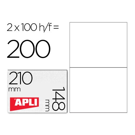 ETIQUETA ADHESIVA APLI 1264 TAMAÑO 210X148 MM -FOTOCOPIADORA LASER INK-JET -CAJA CON 100 HOJAS DIN A