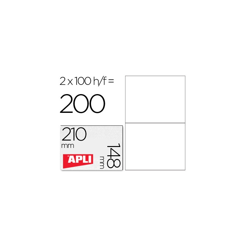 ETIQUETA ADHESIVA APLI 1264 TAMAÑO 210X148 MM -FOTOCOPIADORA LASER INK-JET -CAJA CON 100 HOJAS DIN A