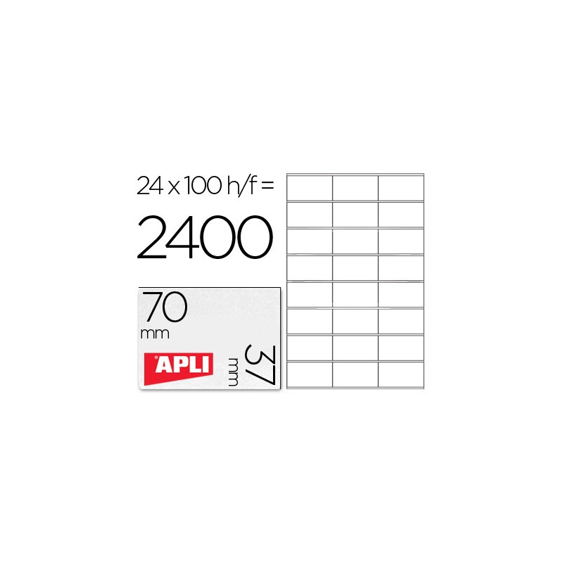 ETIQUETA ADHESIVA APLI 1273 TAMAÑO 70X37 MM FOTOCOPIADORA LASER INK-JET CAJA CON 100 HOJAS DIN A4